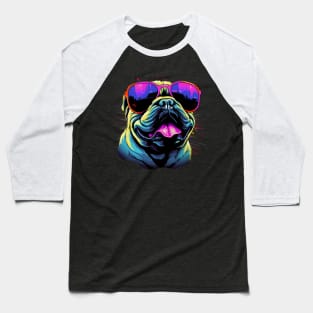 Retro Wave Bulldog Dog Shirt Baseball T-Shirt